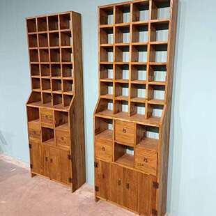 老榆木博古架客厅实木多宝阁置物架茶具摆放陈列架复古文玩展示架