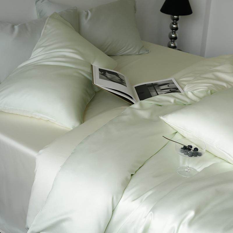 新款简约纯色天丝四件套夏季凉感冰丝床单被套丝滑裸睡被罩三件套