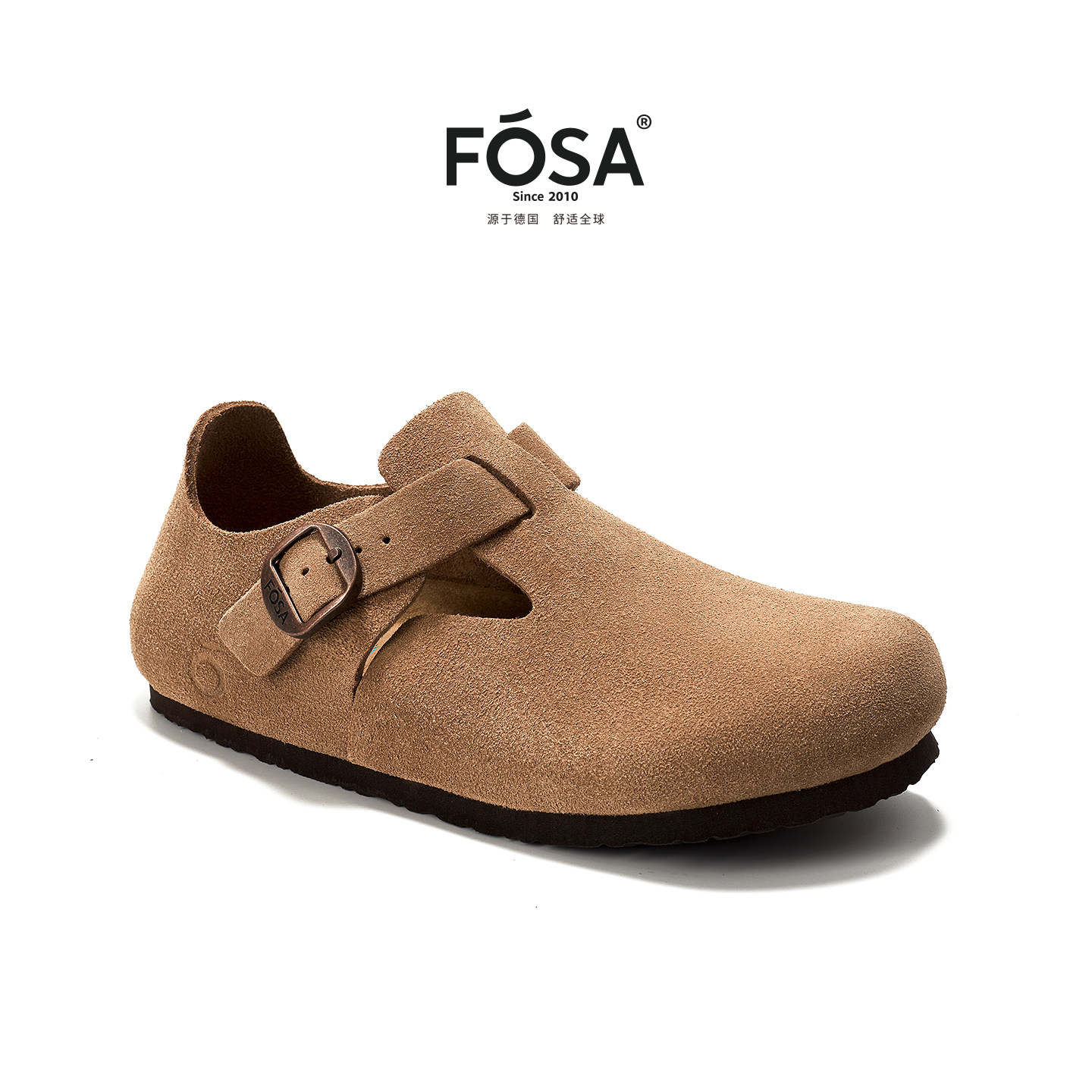 【张元英同款】FOSA女士全包勃肯鞋真皮春季新款一脚蹬外穿博肯鞋