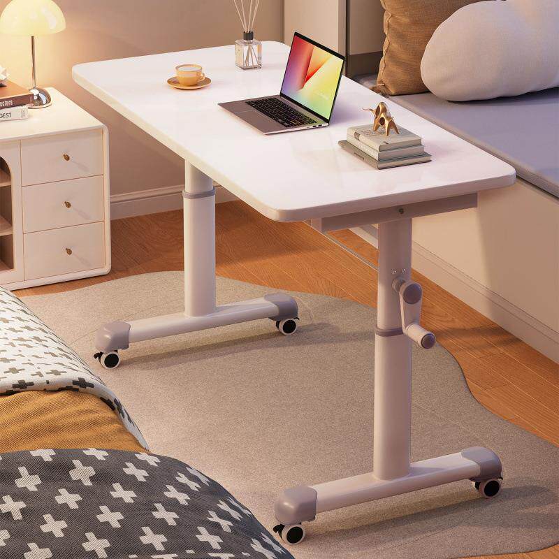 办公电脑桌可移动手摇升降桌学生家用学习桌卧室白色笔记本书桌