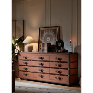 美式复古实木斗柜客厅靠墙储物柜卧室收纳柜中古风多抽屉柜子