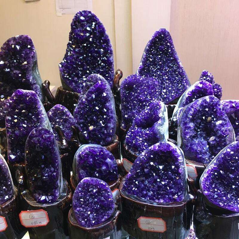 天然紫晶洞摆件 水晶洞 消磁净化招财聚宝盆原石玄关钱袋居家