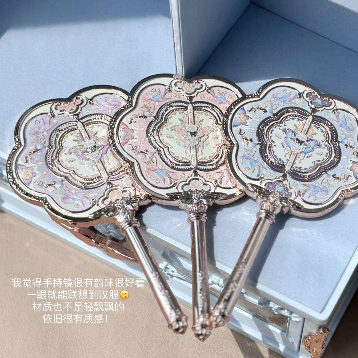 蝴蝶云肩~花知晓新品手持镜中式古风化妆镜高颜值汉代国风手拿镜