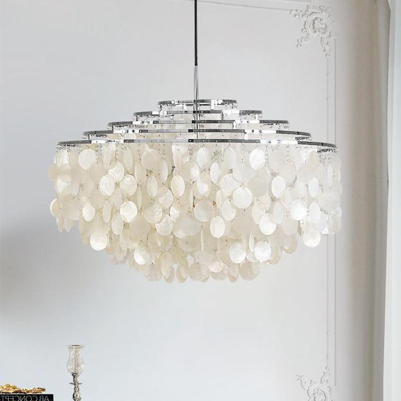 意大利verpan法式复古奶油客厅主灯贝壳风铃吊灯设计师餐厅卧室灯