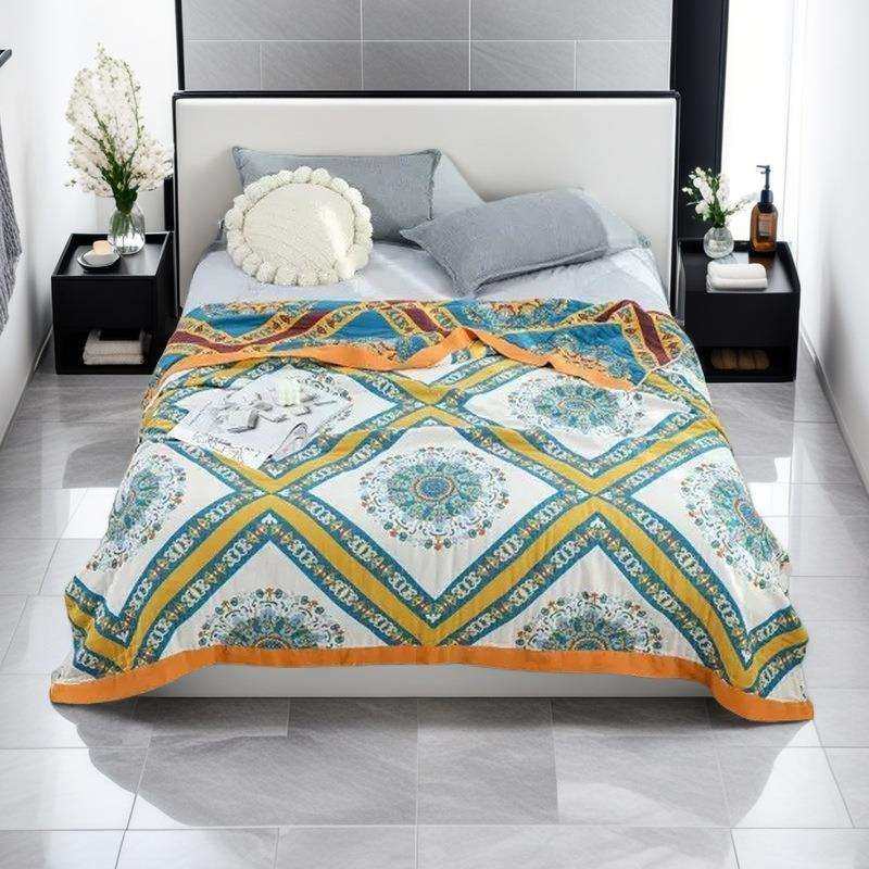 纯棉毛巾被单人双人全棉纱布被子成人夏凉被午休午睡盖毯沙发毯子