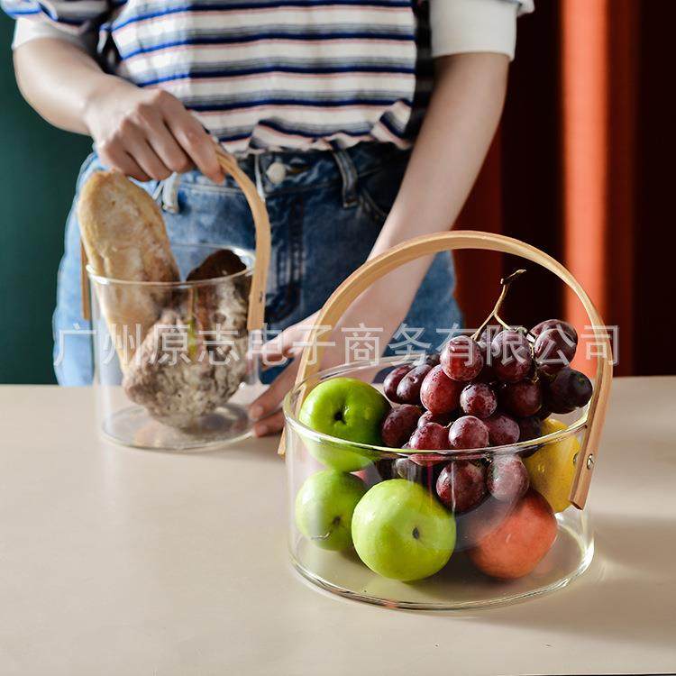 现货玻璃水果盘创意现代客厅北欧风格装水果的果盘手提桶水果篮,餐饮具,果盆/果盘/果篮,淘宝优惠券,粉丝福利购,淘宝优惠卷