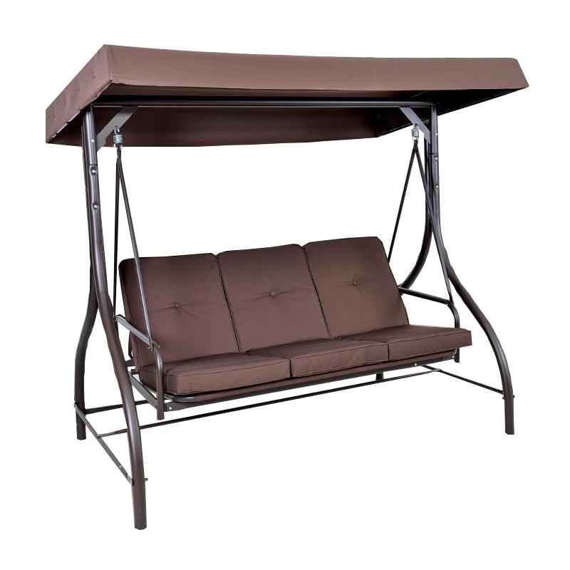 三人铸铝户外阳台庭院秋千椅巴拿马吊椅铁艺花园秋千室外摇 摇椅