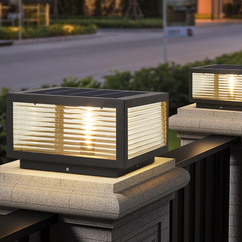 简约太阳能柱头灯不锈钢户外围墙大门柱子L防水花园现代别墅庭院