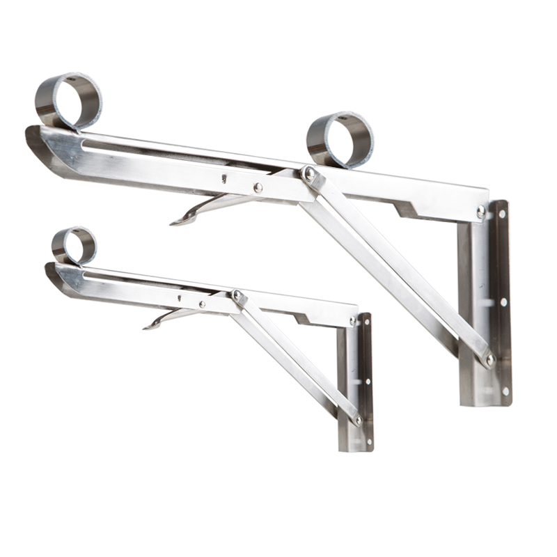 不锈钢晾衣杆三角支撑架侧装折叠窗户晾衣架外墙挂V壁晾晒衣杆固