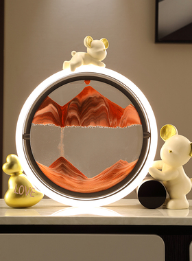 创意流沙画解压沙漏摆件高档轻奢生日礼J物装饰品客厅卧室牀头台