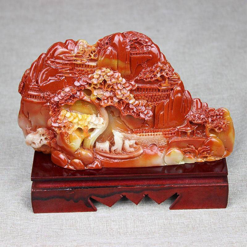 玉石原石福建寿山石雕工艺芙蓉色福H在眼前玄关摆件奇石观光石