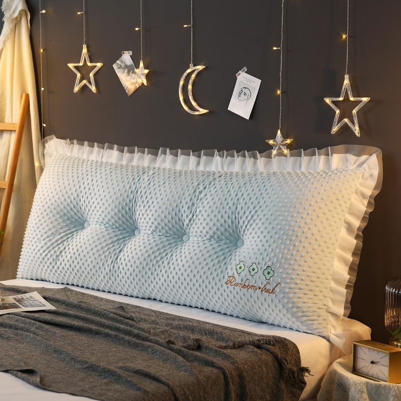 豆豆绒床头靠垫刺绣款公主风床头软F包靠枕榻榻米床头板靠背可拆