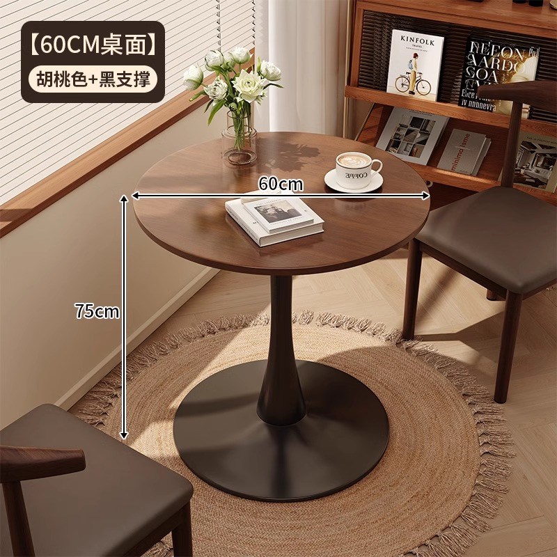 中古风餐桌家用小户型圆形吃饭桌子简约郁金N香洽谈桌轻奢咖啡桌