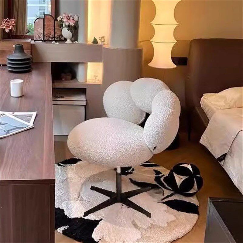 奶油风梳妆凳家用卧室化r妆椅可旋转升降女生卧室宿舍靠背美甲椅