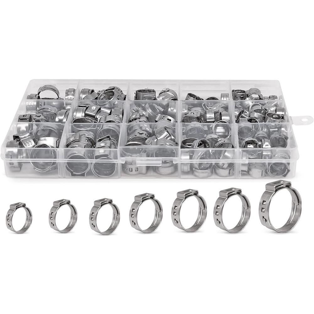 跨境145pcs盒装304不锈钢快速固定,卡箍喉箍抱箍管卡组合套装