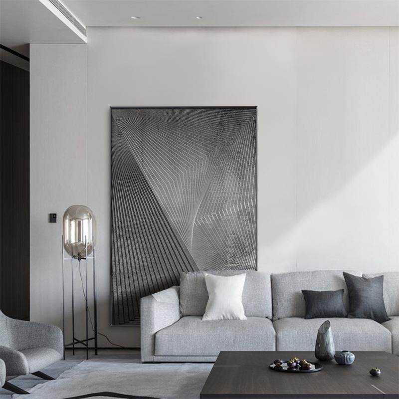平行空间 现代简约客厅装饰画抽象沙发背后落地画黑白灰酒店挂画