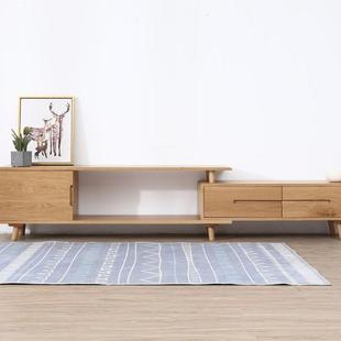 诗云伸缩拉伸电视柜北欧简约现代橡木纯实木小户型视听柜