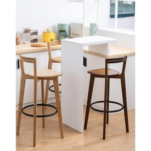 吧台椅吧台凳简约现代酒吧高脚凳靠背前台奶茶店椅子中岛台高凳竹
