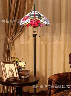 纯手工红色玫瑰花站立灯新中式餐厅卧室别墅蜻蜓高档蒂凡尼落地灯