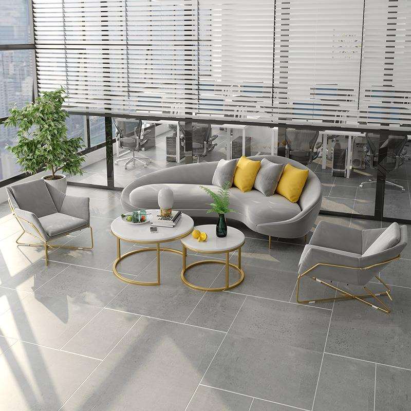 办公沙发茶几组合办公室创意异形沙发简约现代接待会客区弧形沙发