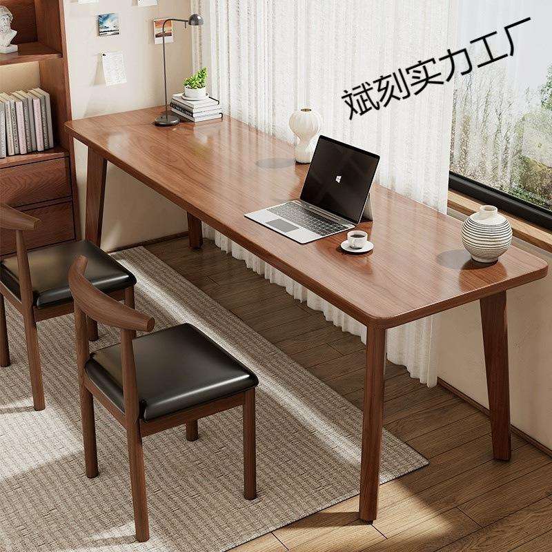 长条桌靠墙窄桌子长方形办公桌实木双人学生书桌工作台家用电脑桌