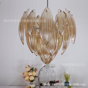 轻奢玻璃吊灯设计师款简约中古风创意复式楼梯间别墅客厅灯