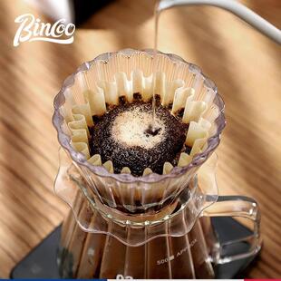 BinCoo荷叶手冲滤杯滴漏式平底蛋糕滤纸过滤杯分享壶手冲咖啡套装