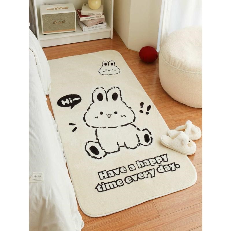 现代简约卧室床边毯公主房家用加厚E地垫可机洗床前地毯可爱兔地