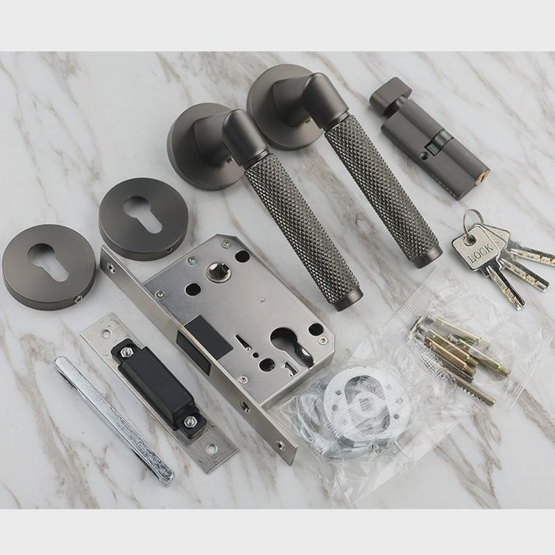 分体家用锁木门黑色房间门锁执手锁具卧室拉手现T代简约新款静音