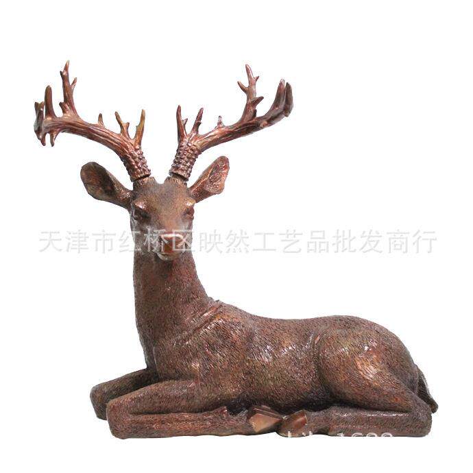 宇卓铜器纯铜梅花鹿摆件 铜鹿 铜鹤 鹤鹿同春 工艺品摆件