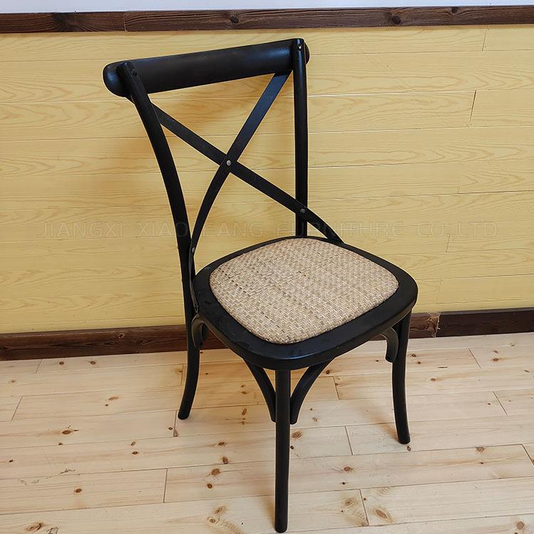 复古实木椅子简约白橡靠背椅餐厅家用仿古餐椅婚庆洽谈宴会背叉椅