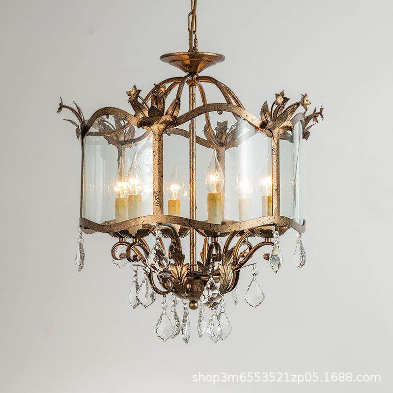 工厂美式餐厅吊灯复古做旧中古vintage法式蜡烛卧室水晶灯饰