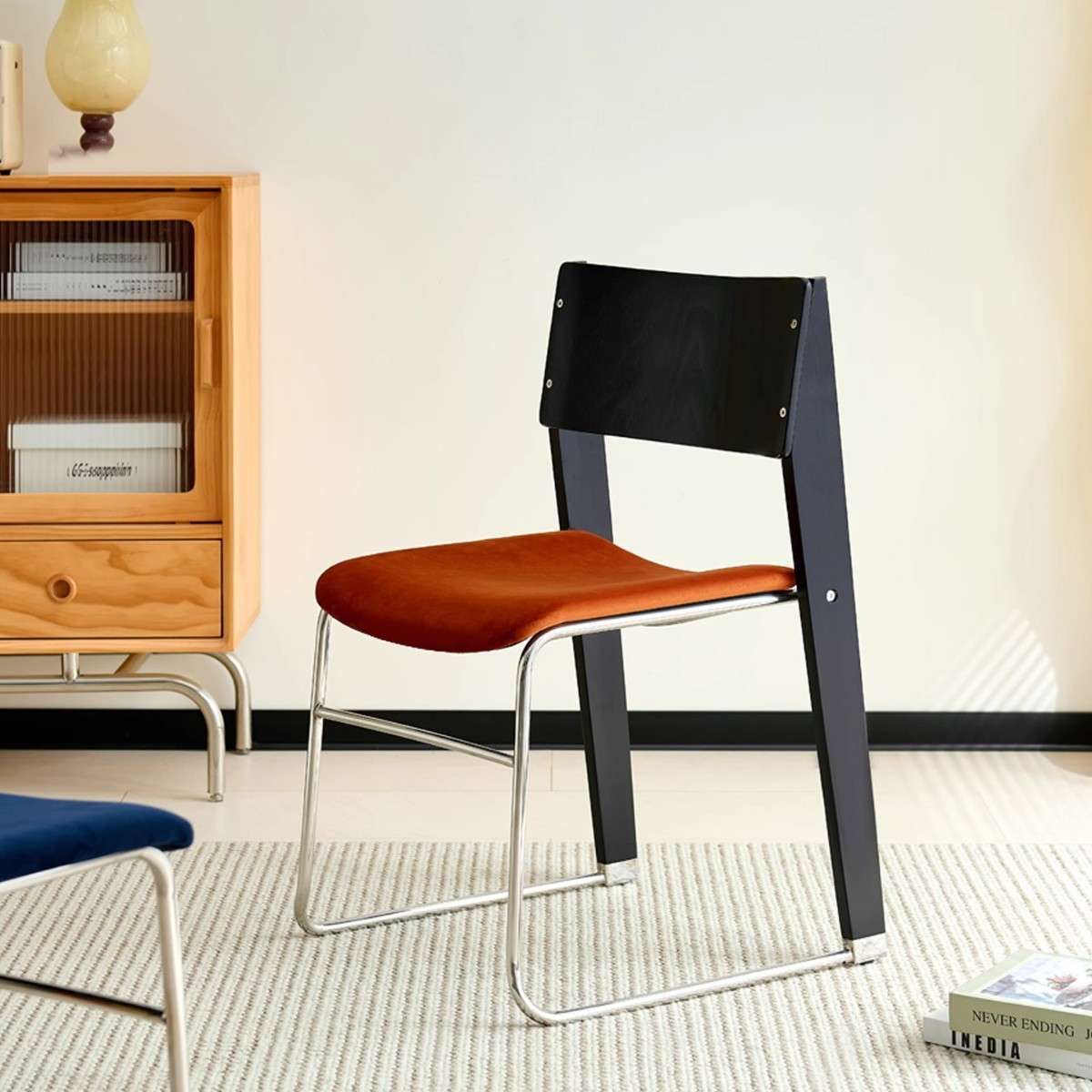 麦古复古餐椅家用靠背椅子中古设计师单椅咖啡厅洽谈椅轻奢化妆椅