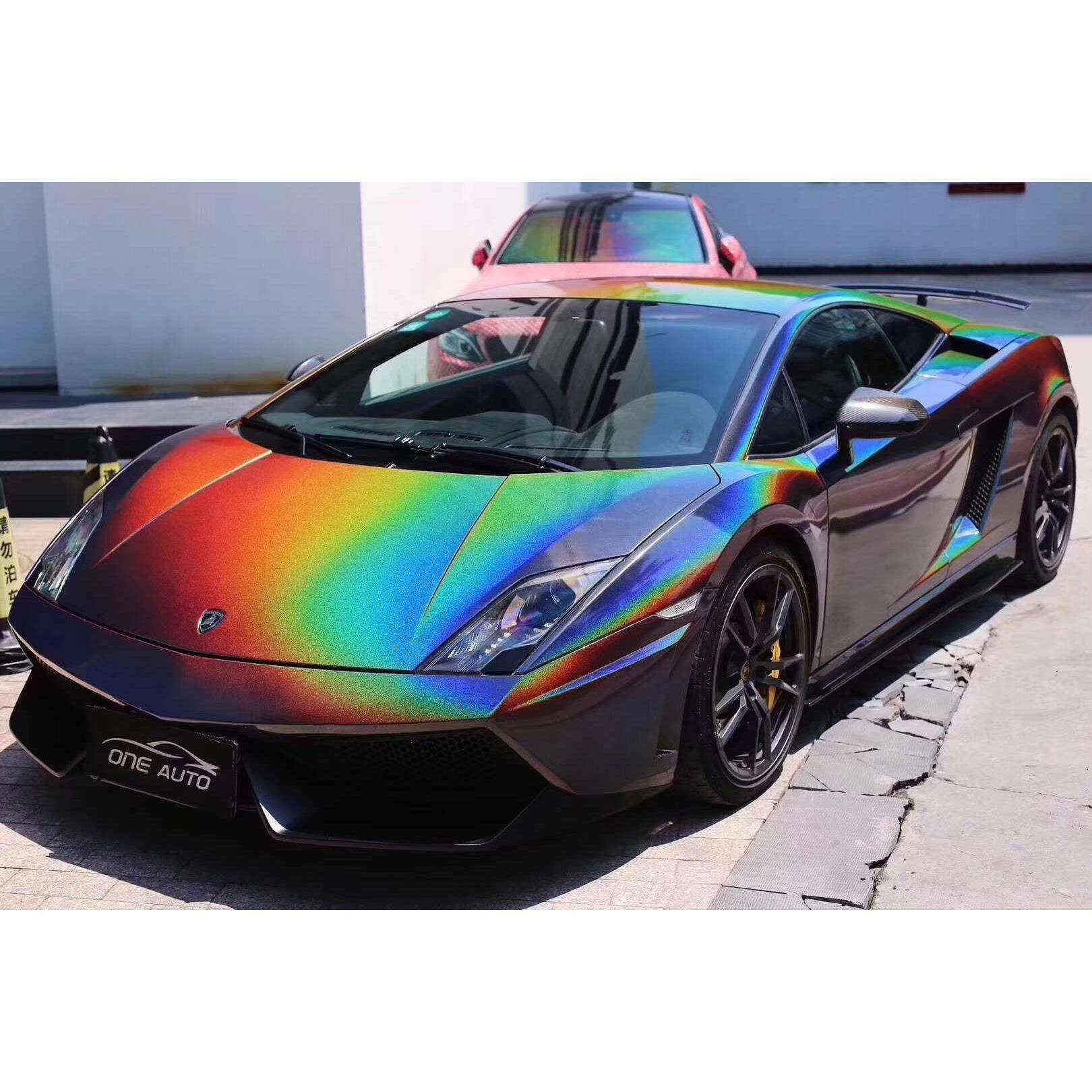 新款 变色龙七彩镭射白灰黑银亮面珍珠金属车色贴膜 珠光改色膜