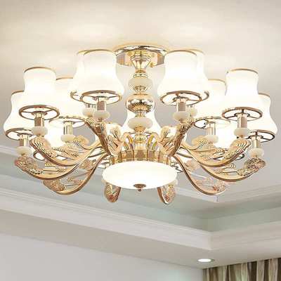 欧式吊灯现代简约客厅灯简欧餐厅灯创意卧室家用套餐灯具吸吊两用