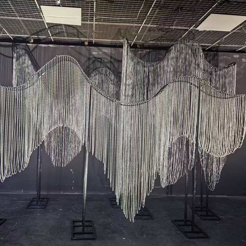 婚庆成品亚克力珠帘波浪挂件婚礼堂吊顶装饰舞台背景永恒之恋路引