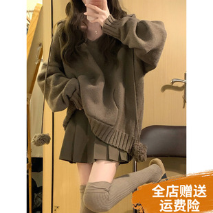 大码胖MM茶系穿搭一整套秋冬装奶糯风毛衣半身裙子显瘦韩剧套装