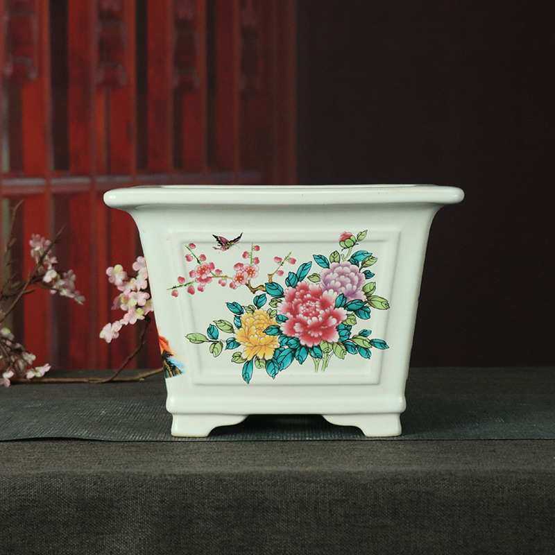 YLHCH03彩绘紫砂花盆 方形多肉创意阳台装饰盆景盆绿萝兰花盆,模玩/动漫/周边/娃圈三坑/桌游,模型制作工具/辅料耗材,淘宝优惠券,粉丝福利购,淘宝优惠卷