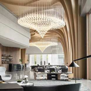 售楼部圆形格子吊灯展馆创意假山灯具酒店宴会厅吊灯工程定制灯饰