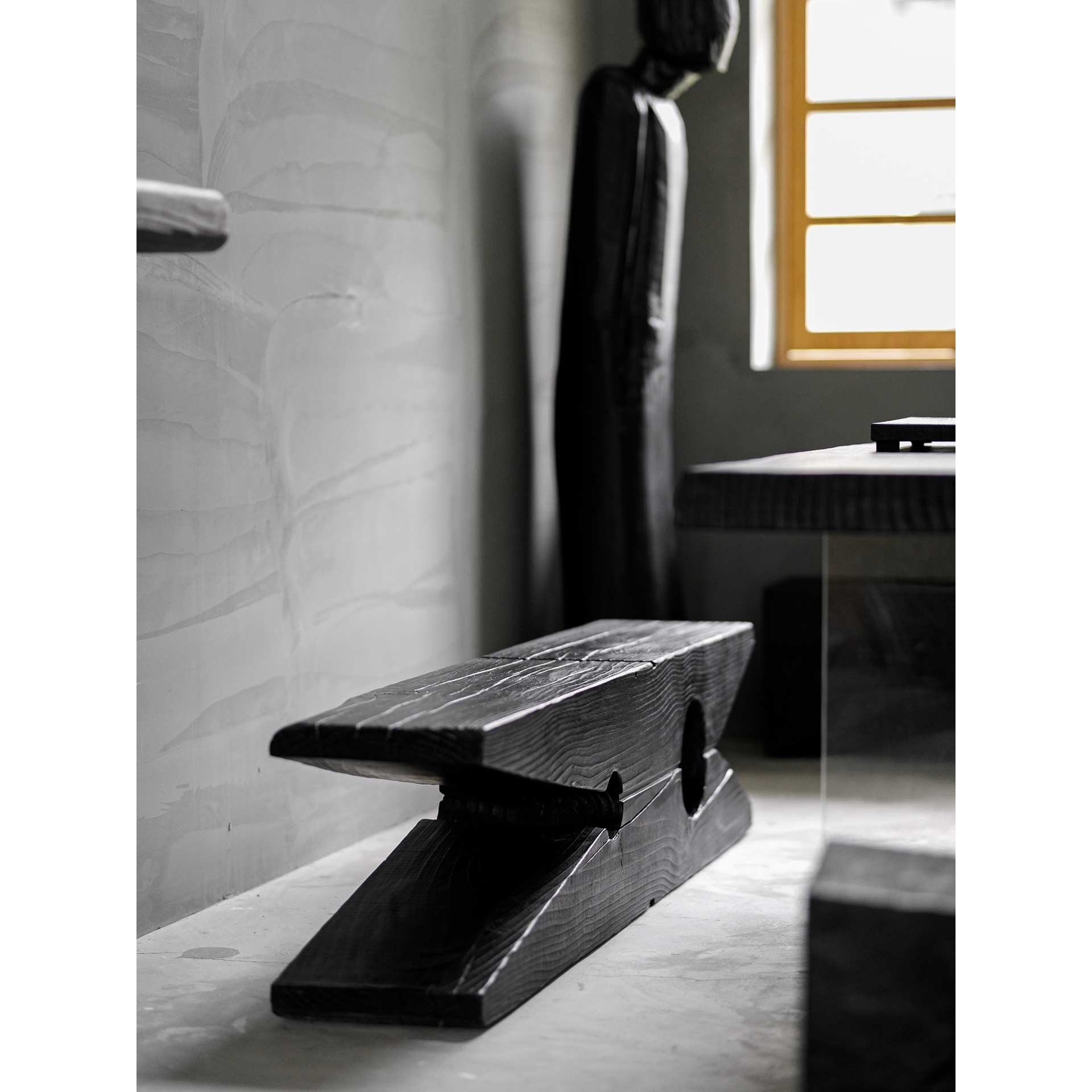 弄舍｜侘寂风实木长条凳碳化黑色卧室床尾凳赤贫风客厅木墩换鞋凳,模玩/动漫/周边/娃圈三坑/桌游,模型制作工具/辅料耗材,淘宝优惠券,粉丝福利购,淘宝优惠卷