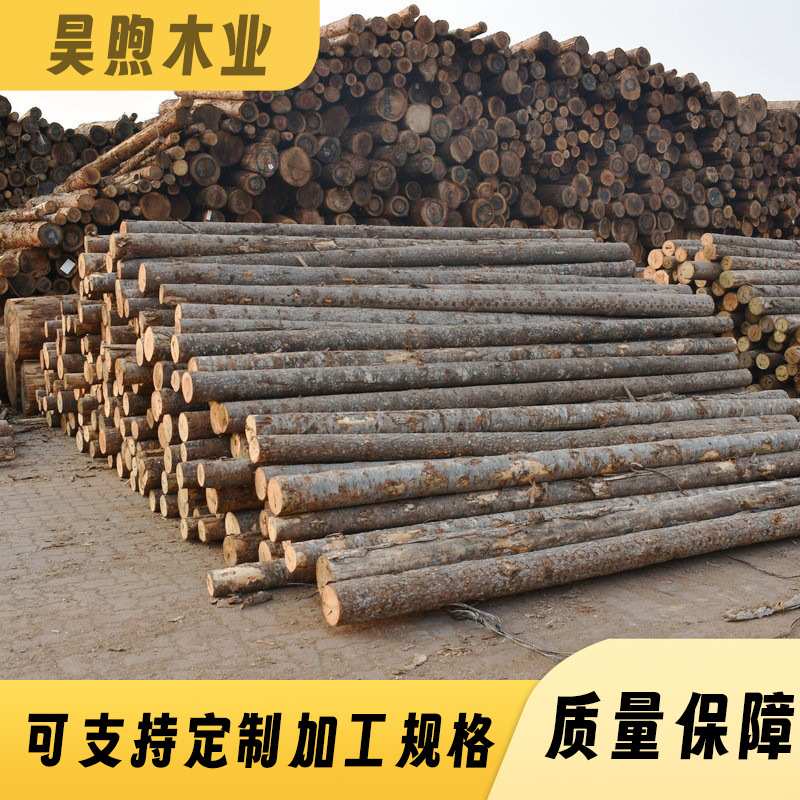 原木 河道围岸打桩木防汛工程护坡整治松木桩可订1-8米圆木棒