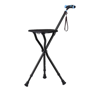 布法罗机器人老人拐杖座椅神器铝合金轻便手杖可调高度可折叠带灯