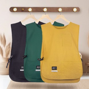 简约马甲c围裙女家用防水防油工作服新款 上班专用做饭围腰定制log