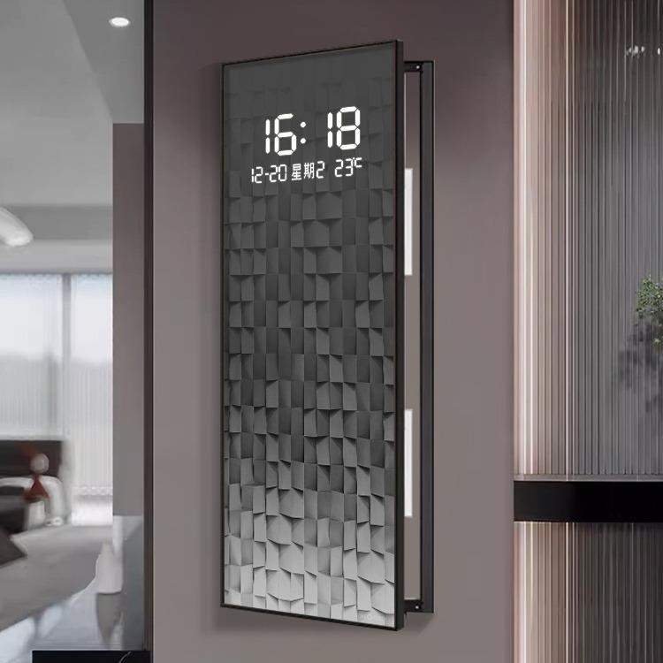 2023新款电表箱装饰画竖款带数显时钟电子钟餐厅配电箱遮挡挂画