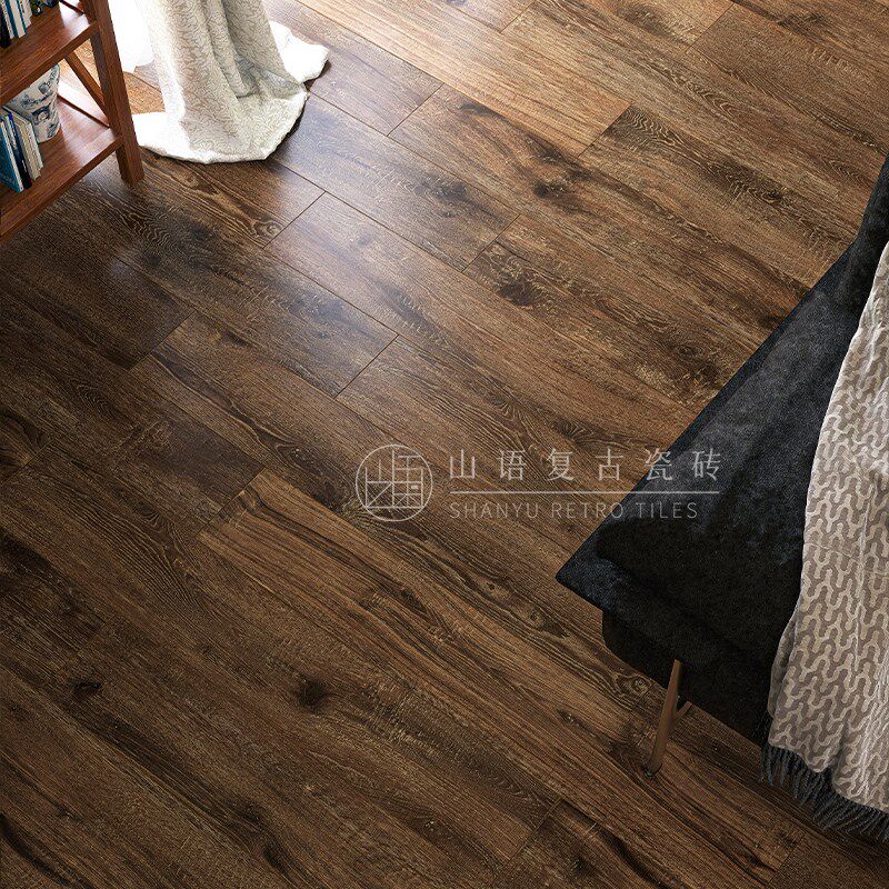 广东瓷砖地砖木纹砖20x120年轮做旧防滑原N木风碳化仿实木地板复