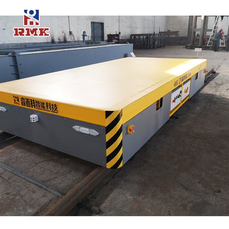 激光测距定位地轨小车 方管运输轨D道平板车 铸造冶金15吨钢包车