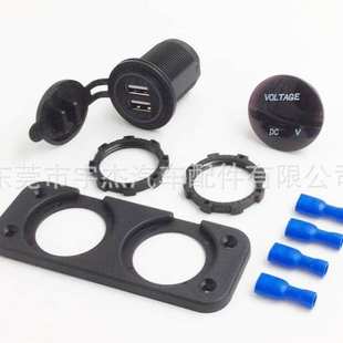 防水双孔面板环形蓝灯双USB5V3.1A红色LED电压表12 24V通过CE认证