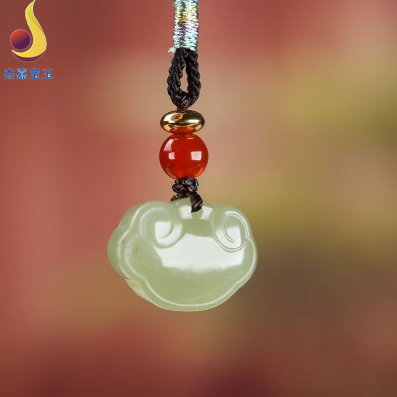 【长命锁】天然和田玉吊坠平安玉锁玉坠男女玉佩儿童宝宝如意项链