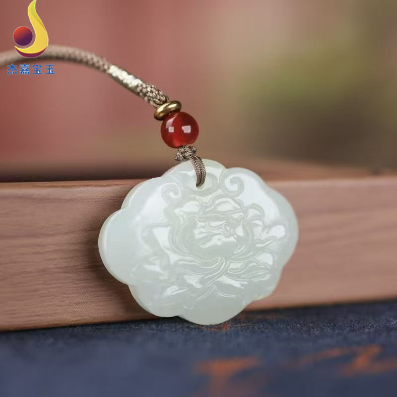 【花开富贵】和田玉白玉花多吊坠女士款玉石玫瑰花项链挂件玉坠