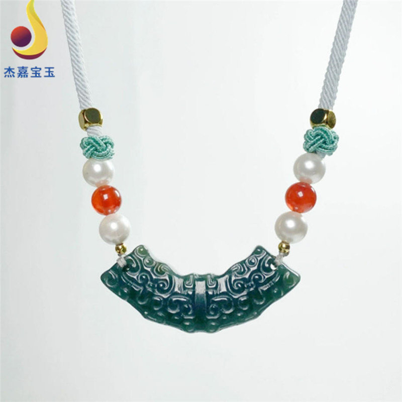 【云纹】天然和田玉复古汉服吊坠挂脖吉祥云纹玉璧挂件项链玉坠